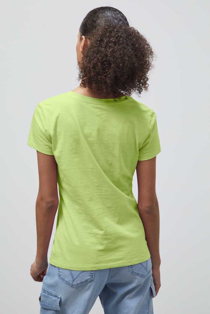 V-Neck Short Sleeve Slub T-Shirt