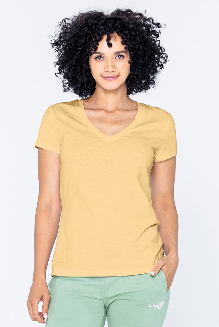 V-Neck Short Sleeve Slub T-Shirt