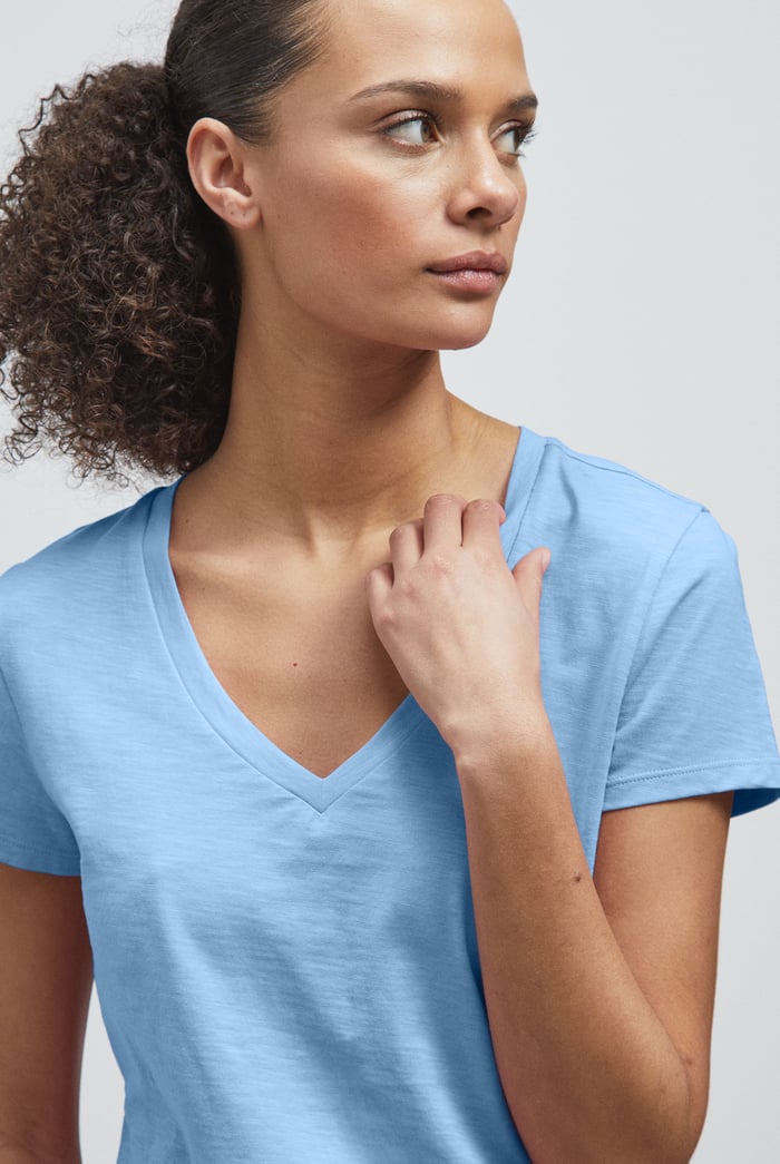 V-Neck Short Sleeve Slub T-Shirt