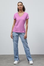V-Neck Short Sleeve Slub T-Shirt