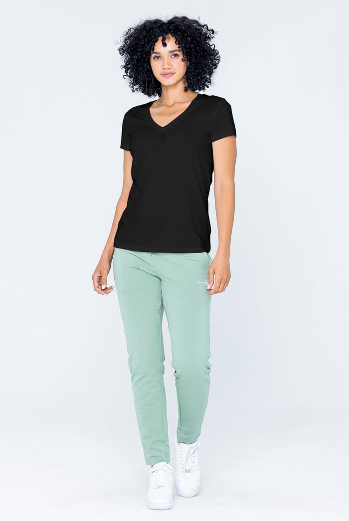 V-Neck Short Sleeve Slub T-Shirt