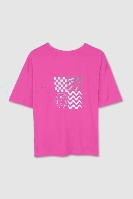 Pink Slogan Print Boxy Relaxed Fit T-Shirt