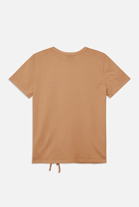 Brown Ruched Front T-Shirt