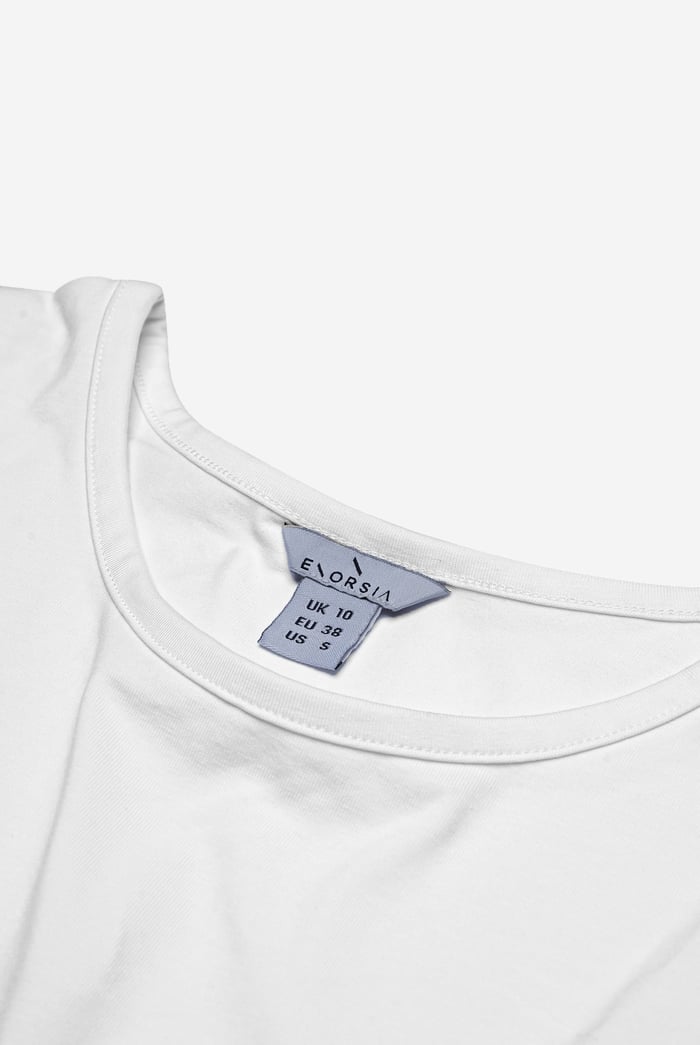 Shoulder Padded Cap-Sleeve Roll-Up T-Shirt