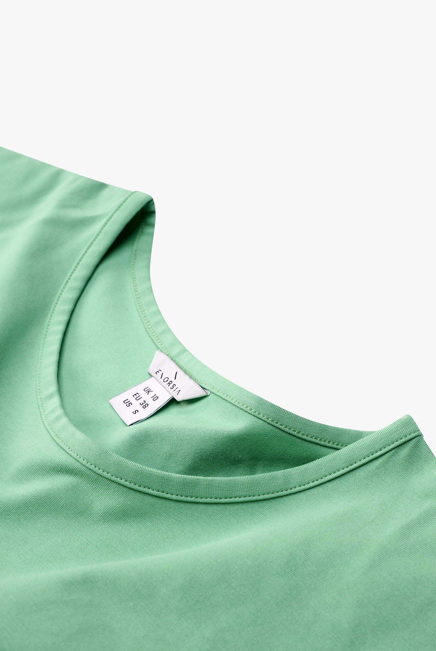 Shoulder Padded Cap-Sleeve Roll-Up T-Shirt