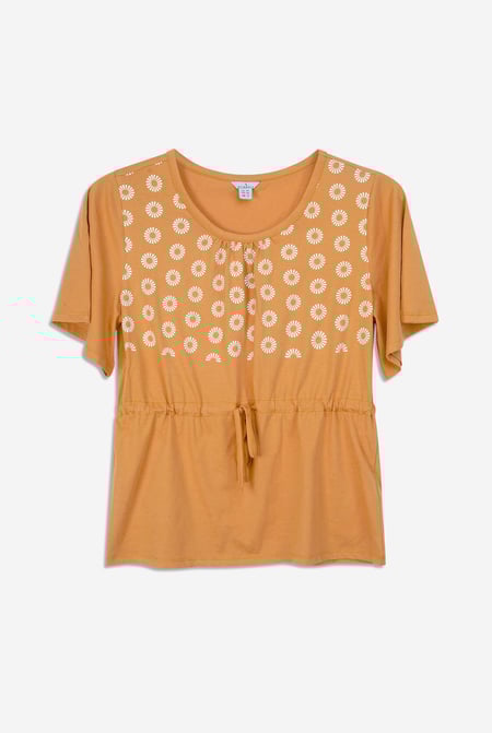 Orange Floral Chest Print T-Shirt