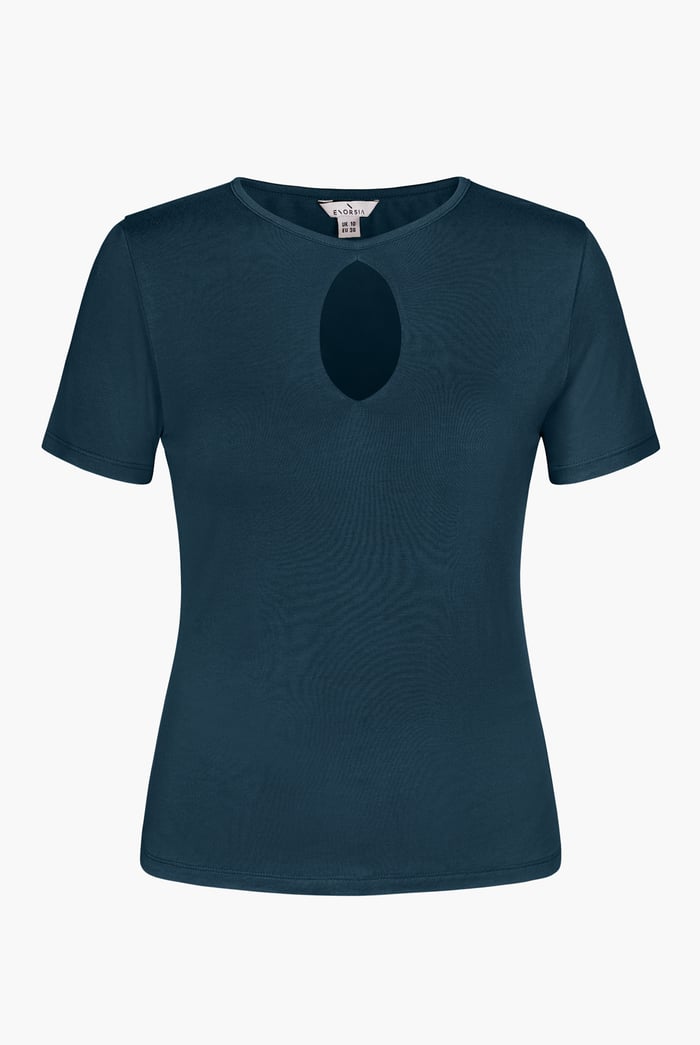 Key Hole Detail Short Sleeve Viscose Top