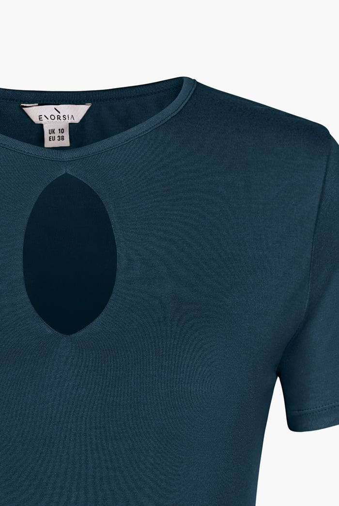Key Hole Detail Short Sleeve Viscose Top