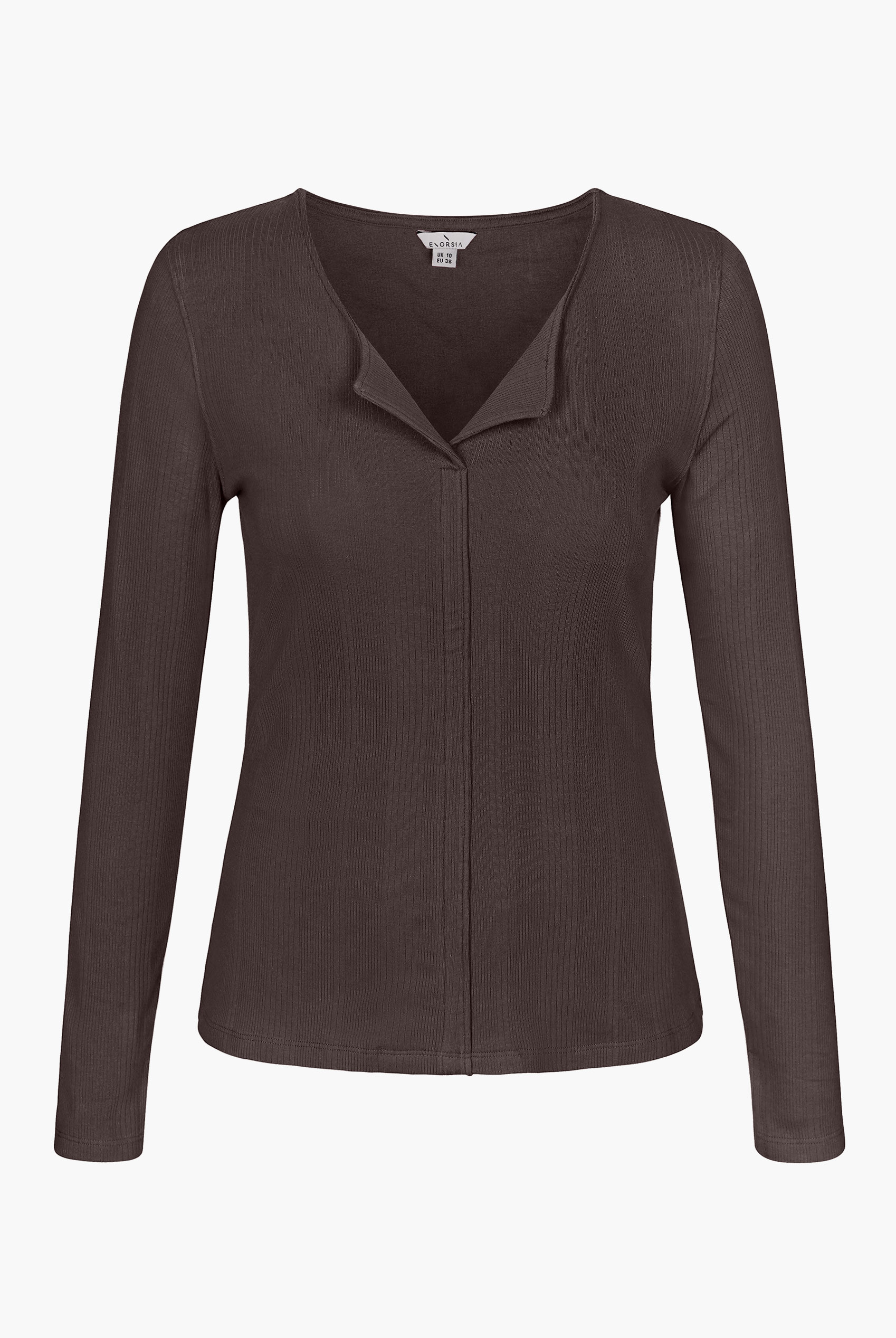 Scoop Neckline Long Sleeve Ribbed Top