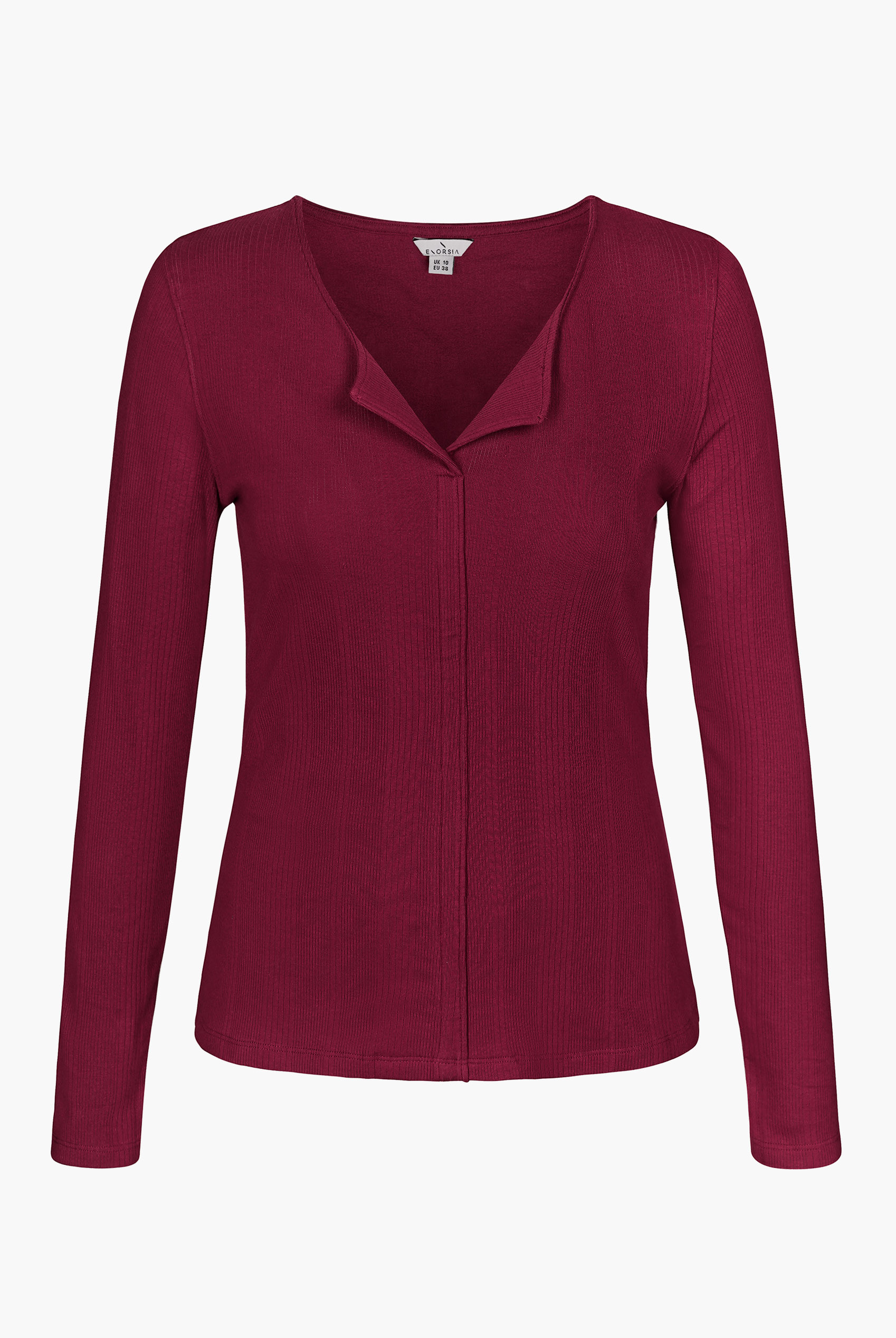 Scoop Neckline Long Sleeve Ribbed Top