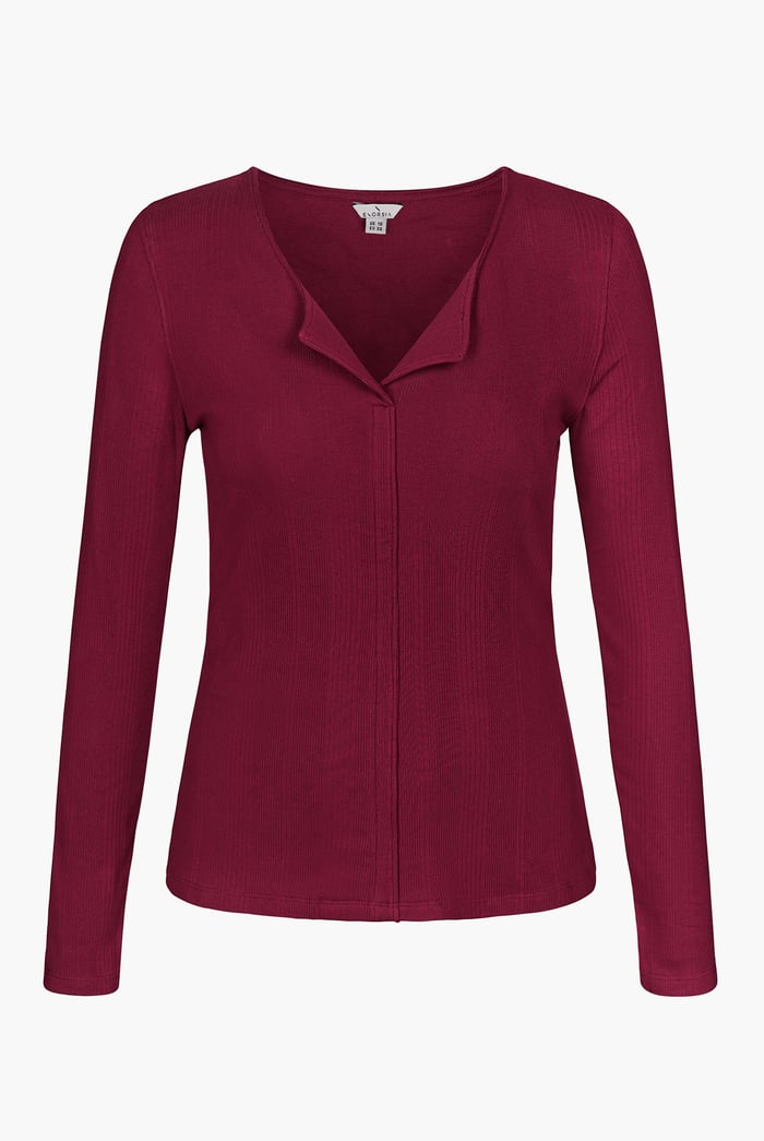 Scoop Neckline Long Sleeve Ribbed Top