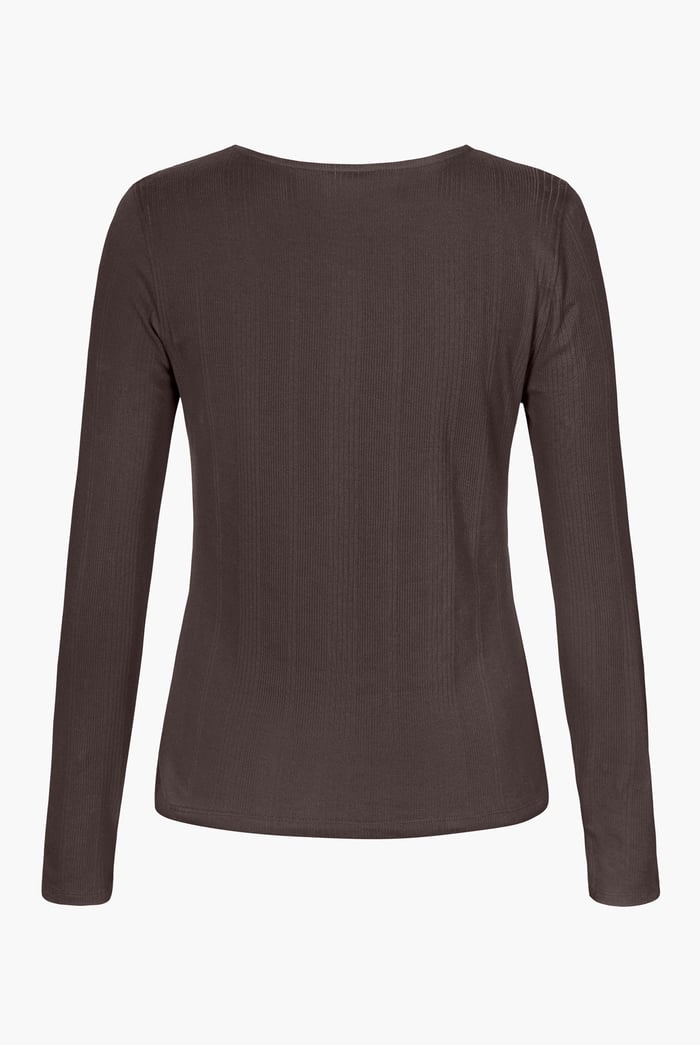 Scoop Neckline Long Sleeve Ribbed Top
