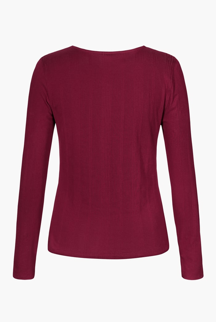 Scoop Neckline Long Sleeve Ribbed Top