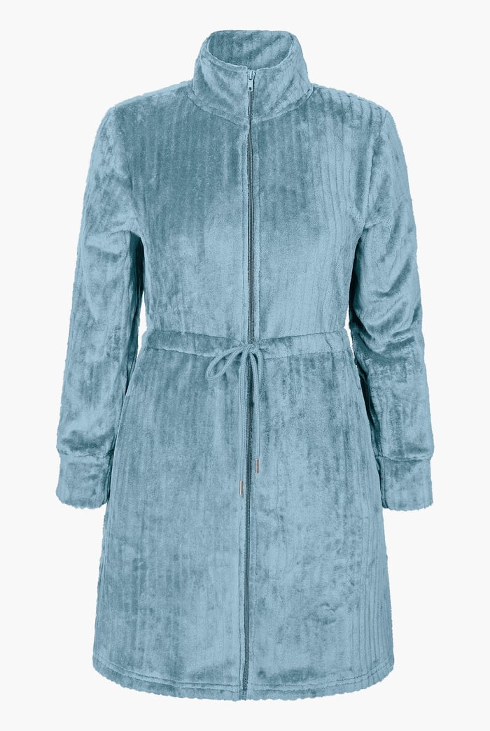 Supersoft Coral Fleece Zip Through Dressing Gown