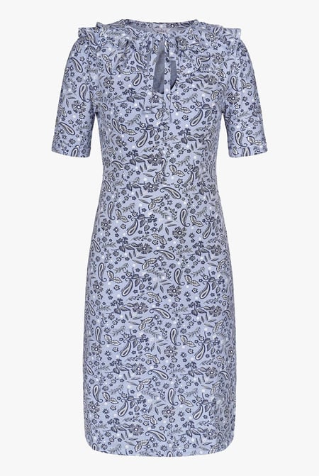 Sky Double Layer Ruffles And Tie Fastening Midi Dress