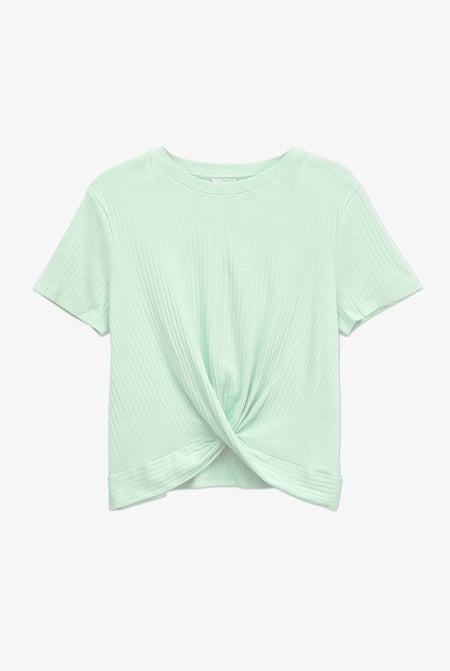 Green Twisted Hem Front T-Shirt