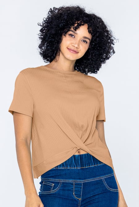 Orange Twisted Hem Front T-Shirt