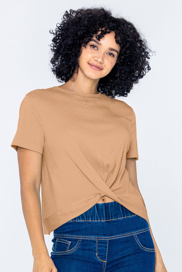 Twisted Hem Front T-Shirt