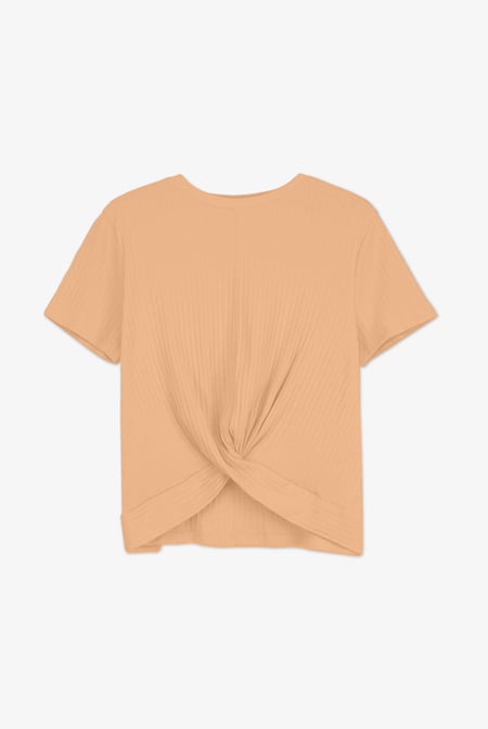 Orange Twisted Hem Front T-Shirt