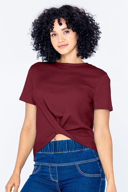 Orange Twisted Hem Front T-Shirt
