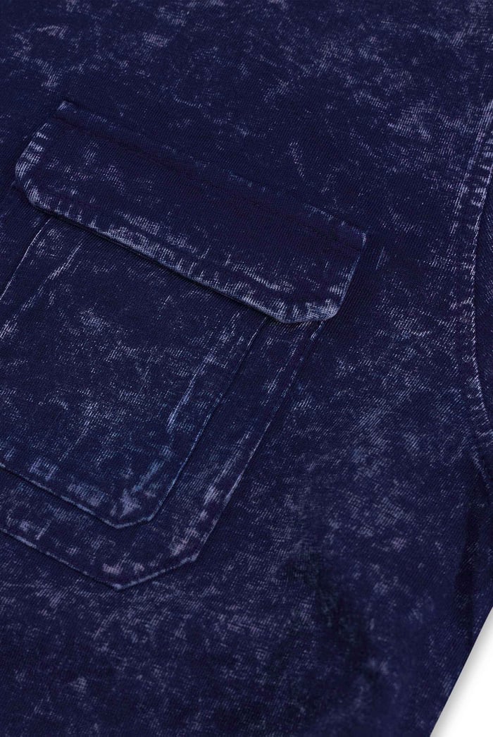 Mens Long Sleeve Indigo Washed T-Shirt