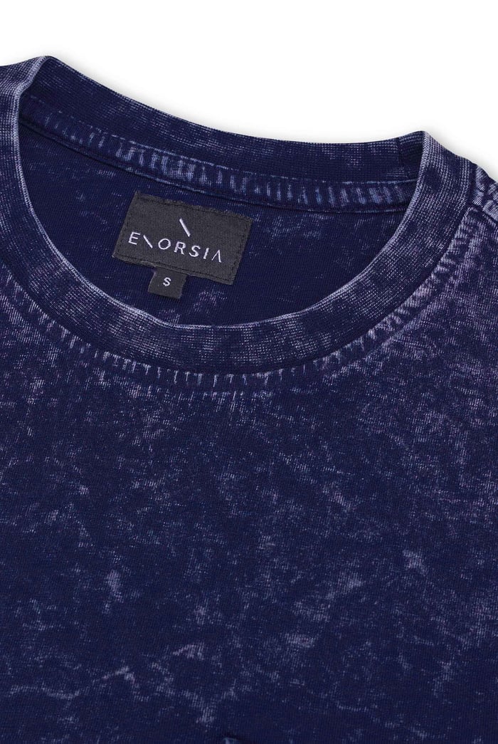 Mens Long Sleeve Indigo Washed T-Shirt
