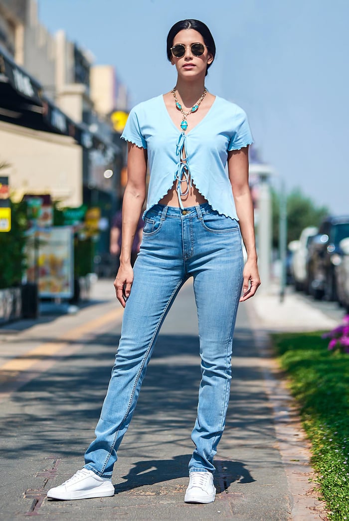 Lettuce Hem Tie Front T-Shirt