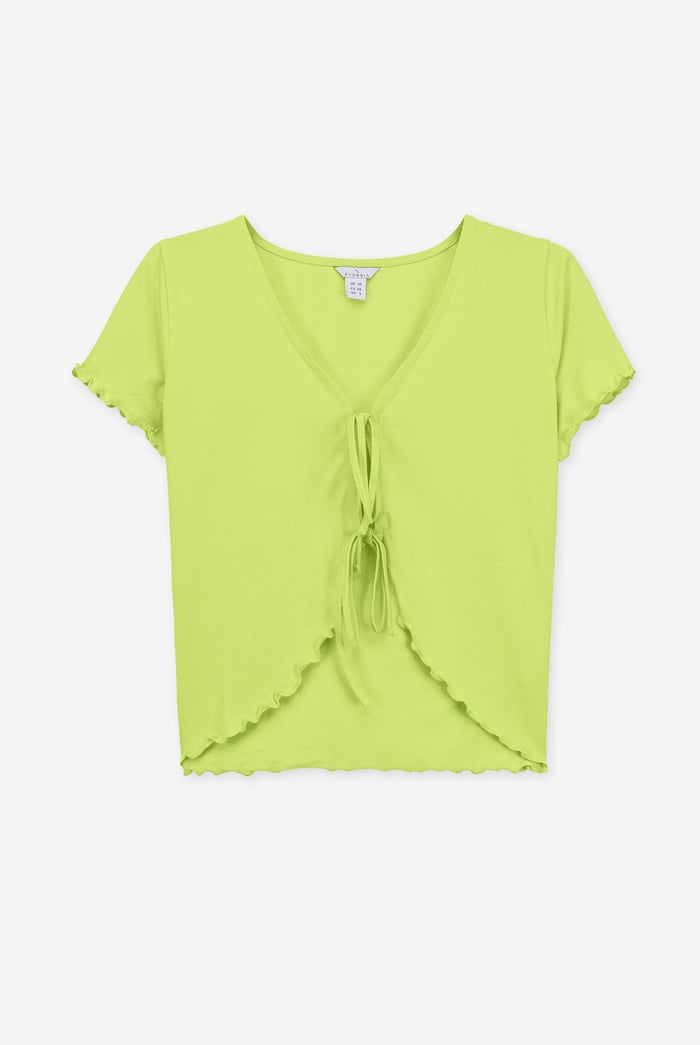 Lettuce Hem Tie Front T-Shirt