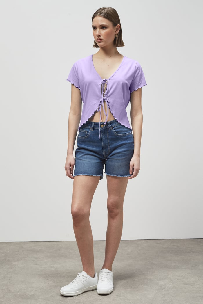Lettuce Hem Tie Front T-Shirt