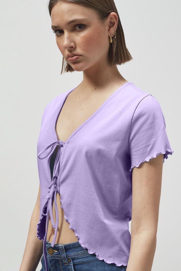 Lettuce Hem Tie Front T-Shirt