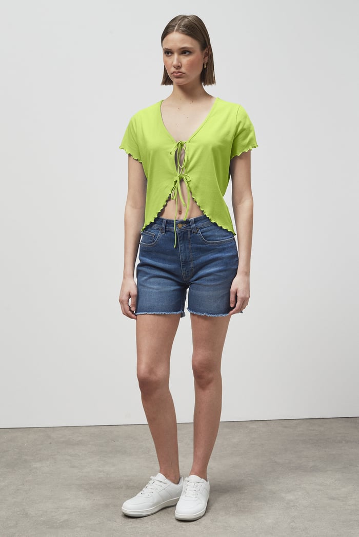 Lettuce Hem Tie Front T-Shirt