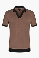 Contrast V-Neck Collar Cotton Polo Shirt