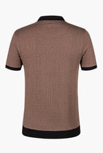 Contrast V-Neck Collar Cotton Polo Shirt