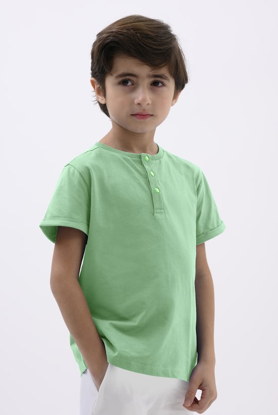 Half Placket Button Front T-Shirt