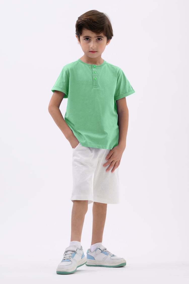 Half Placket Button Front T-Shirt