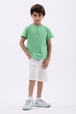 Half Placket Button Front T-Shirt