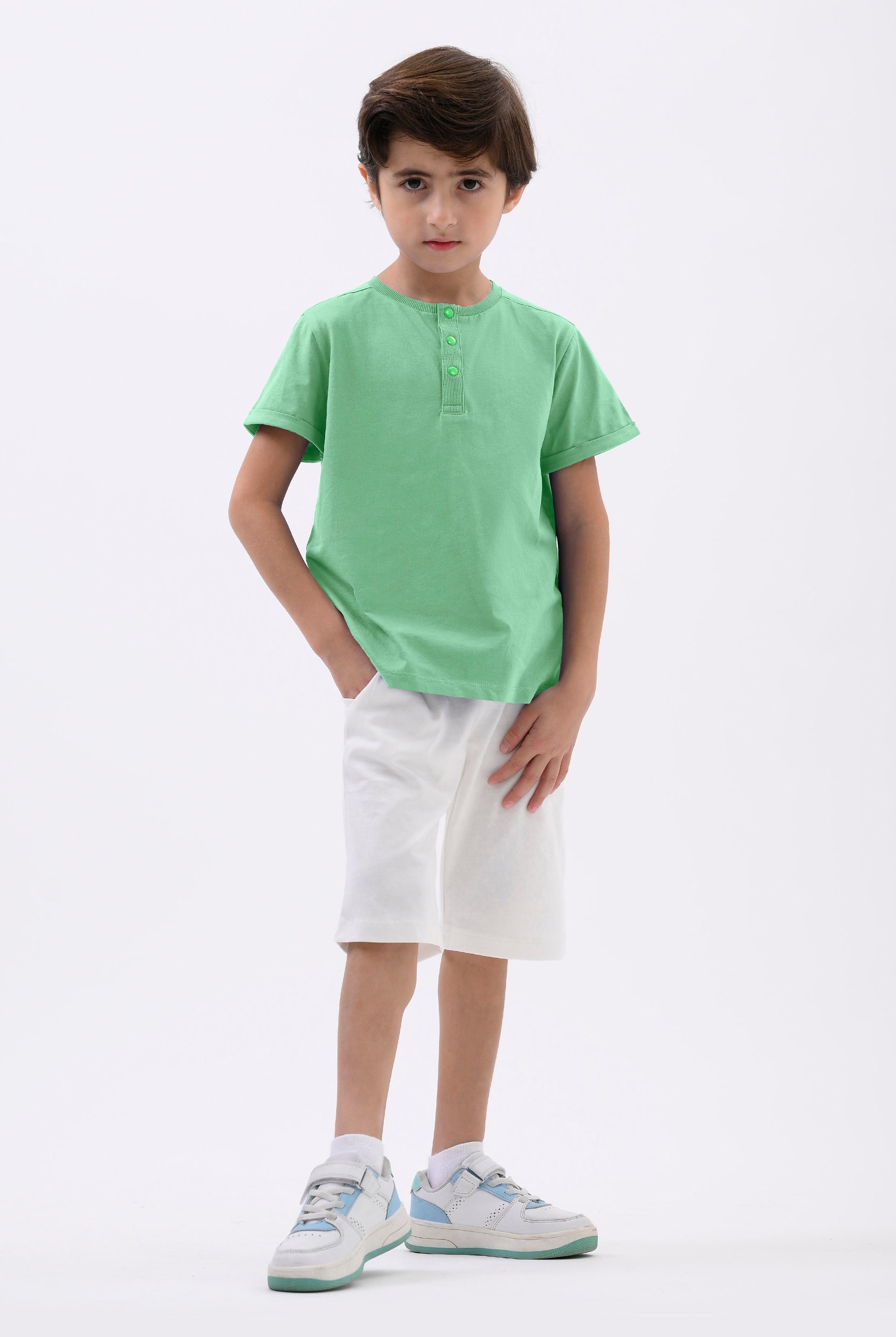 Half Placket Button Front T-Shirt