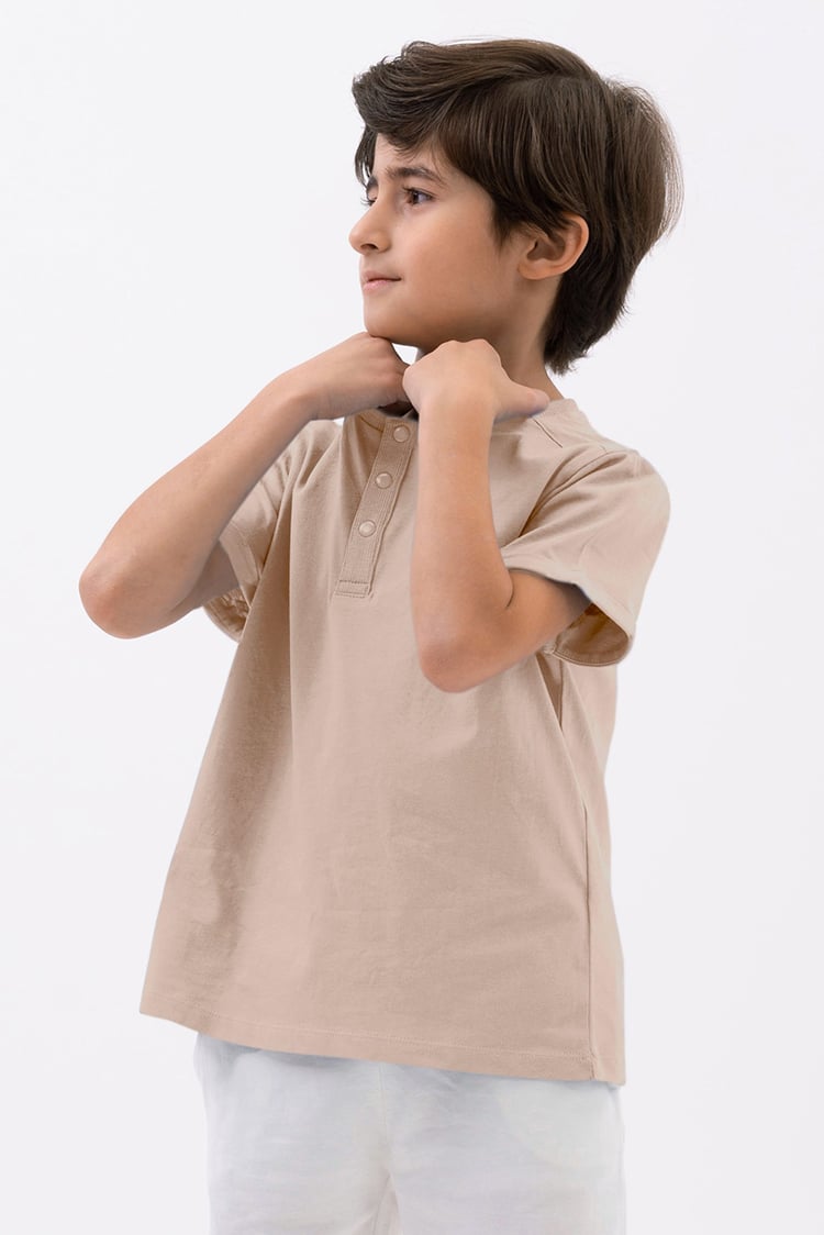 Half Placket Button Front T-Shirt