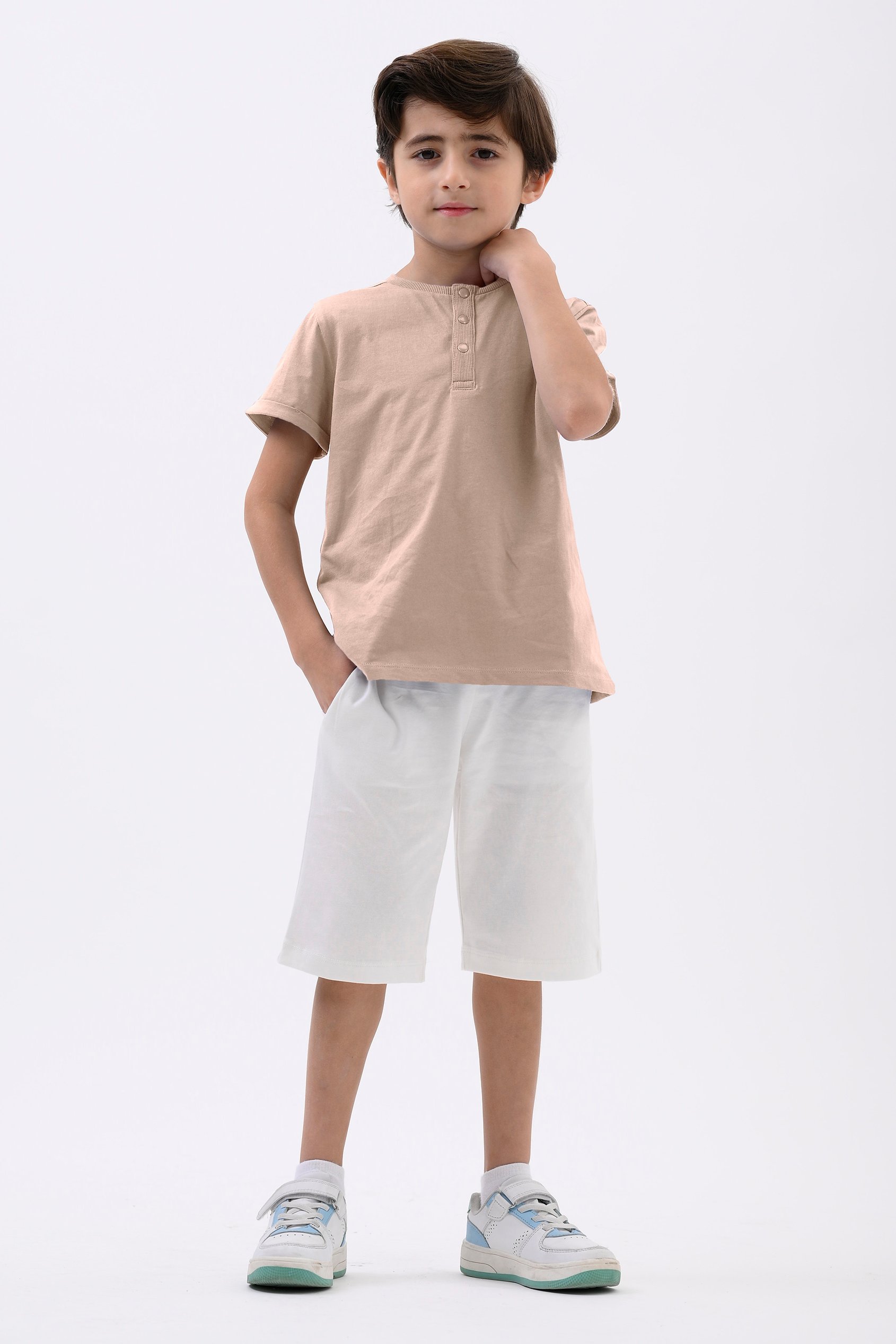 Half Placket Button Front T-Shirt