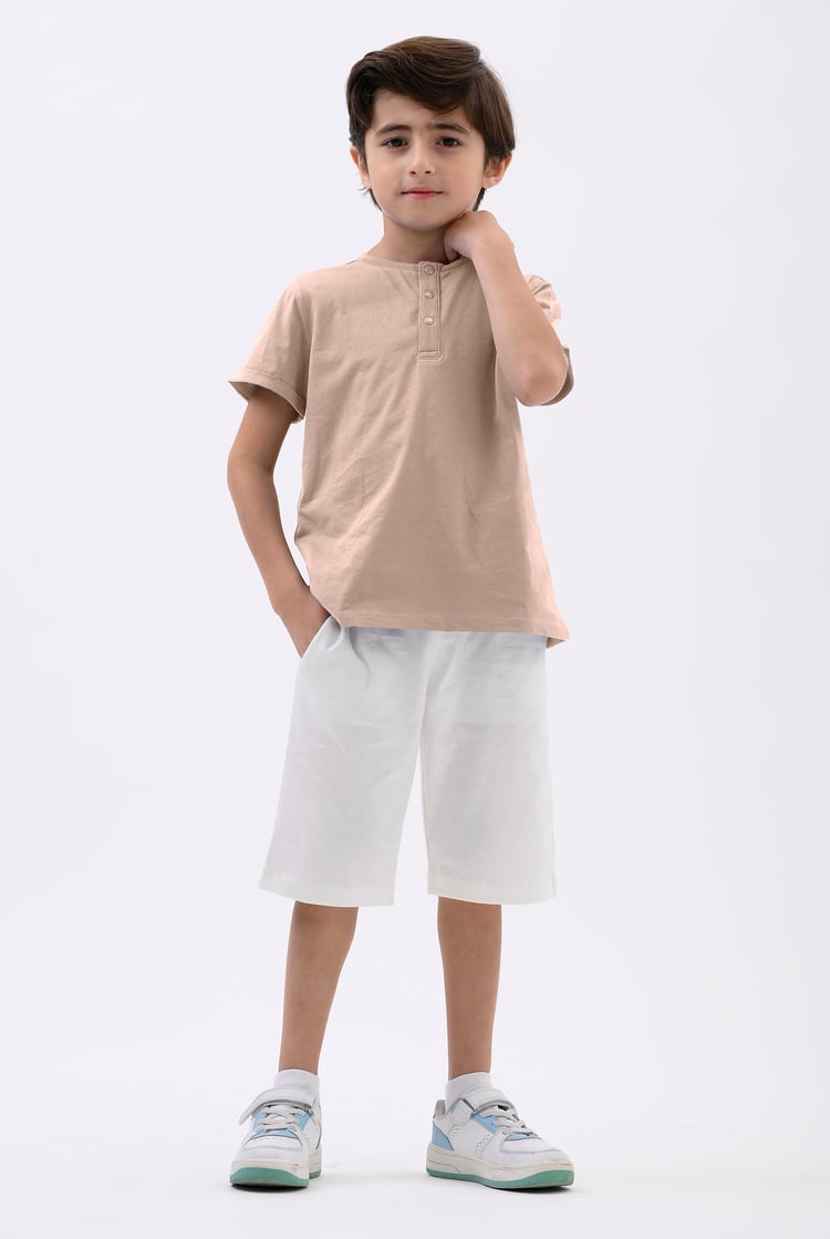 Half Placket Button Front T-Shirt
