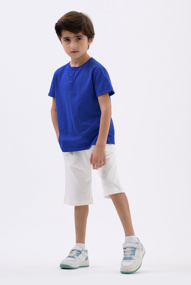 Half Placket Button Front T-Shirt