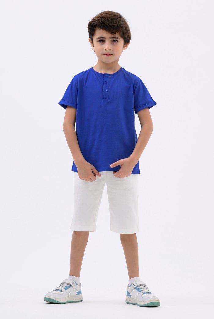 Half Placket Button Front T-Shirt