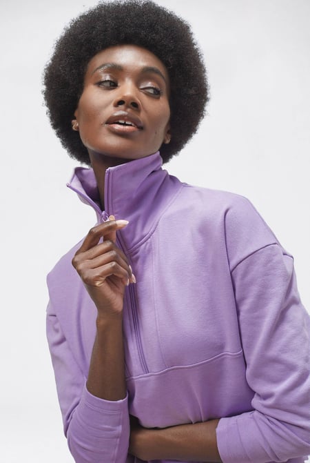 Purple Half Zip Pullover Lounge Set
