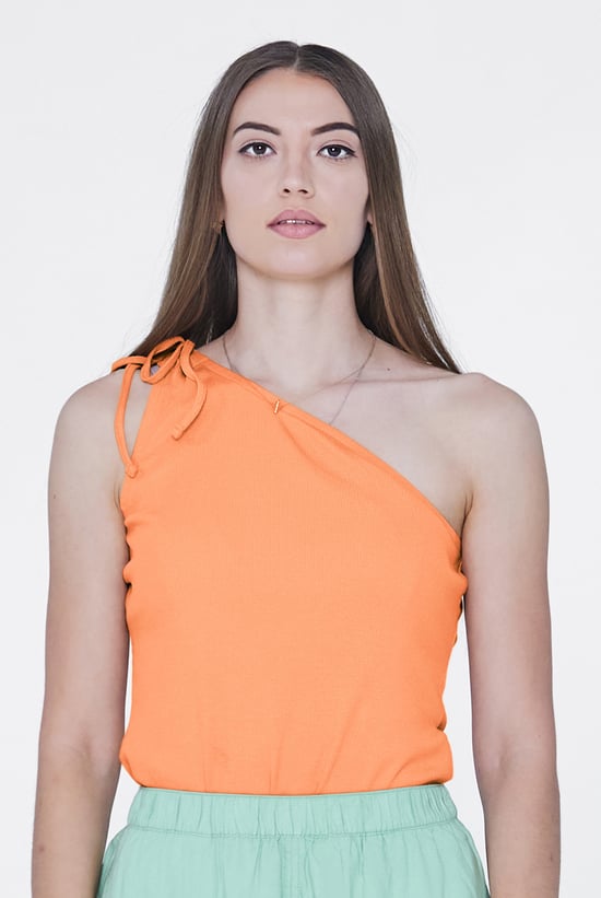 Knotted One Shoulder Rib Vest