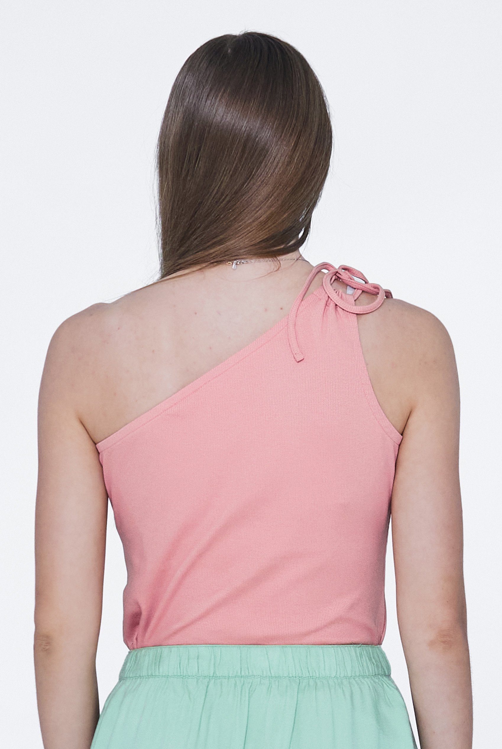 Knotted One Shoulder Rib Vest