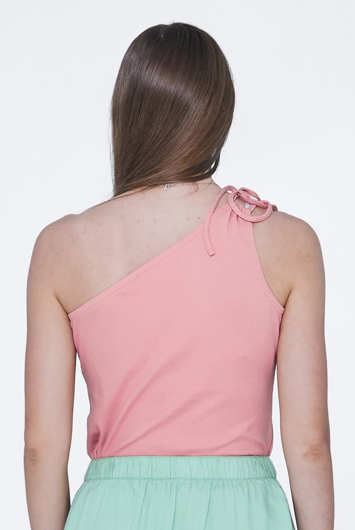 Knotted One Shoulder Rib Vest