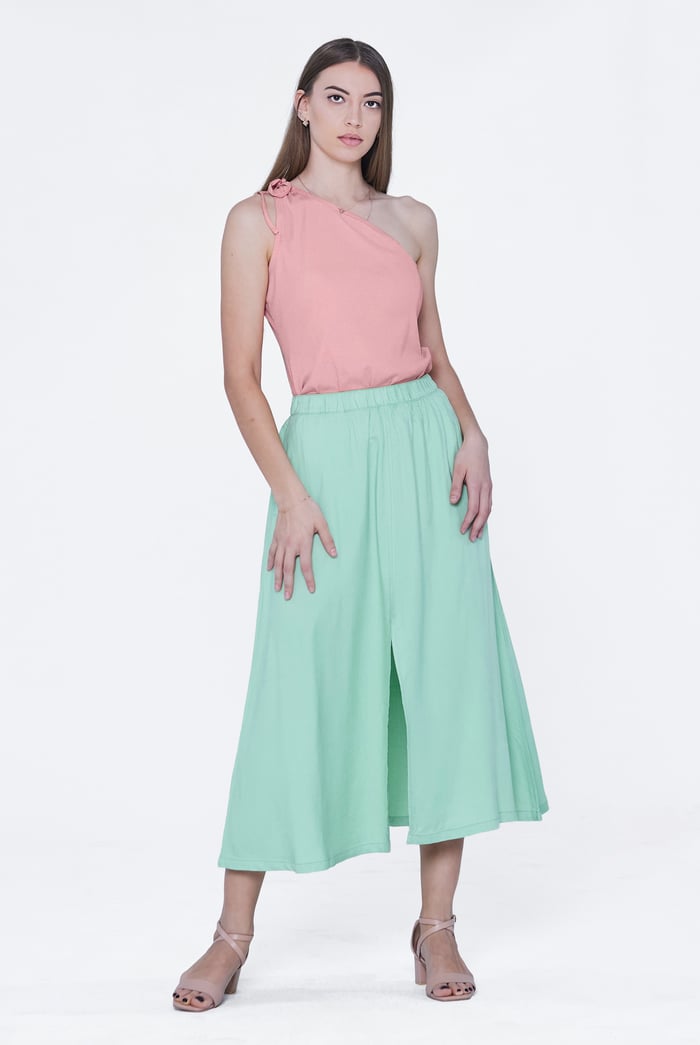 Knotted One Shoulder Rib Vest