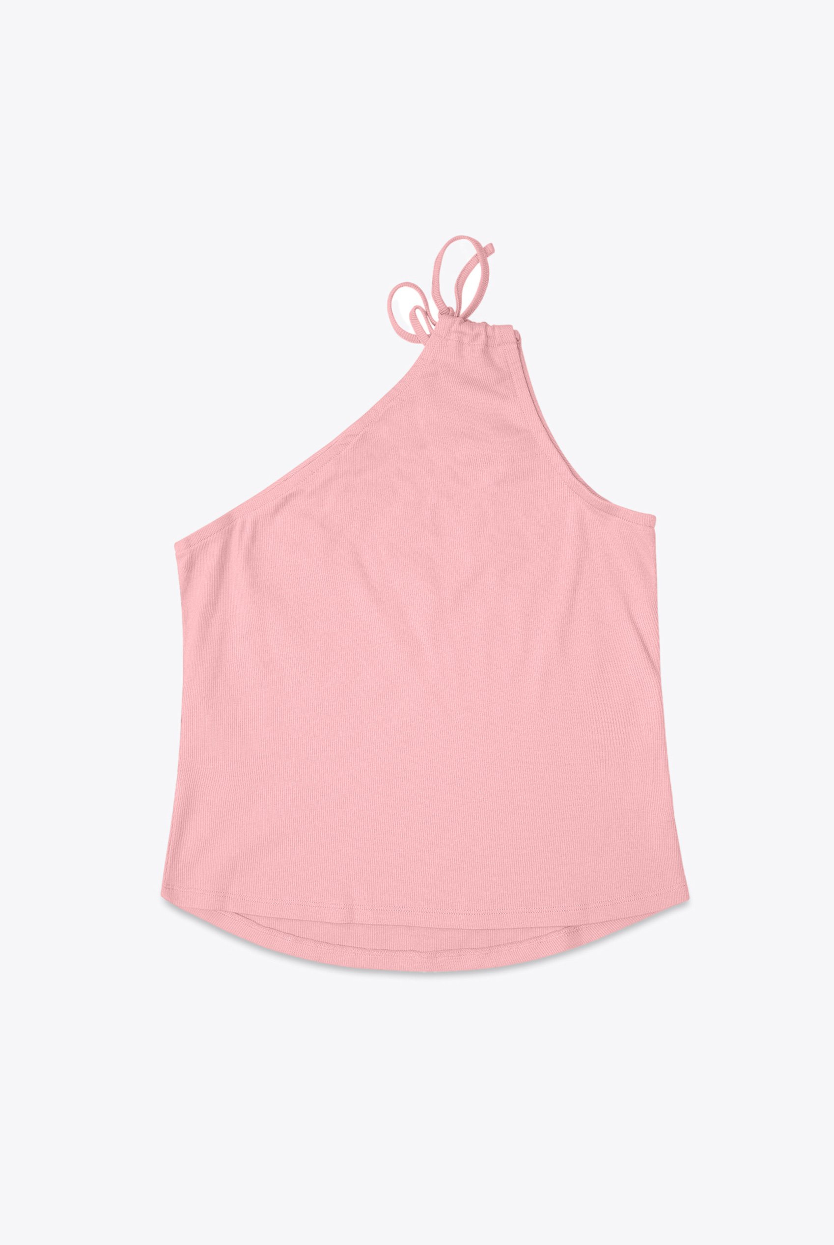 Knotted One Shoulder Rib Vest