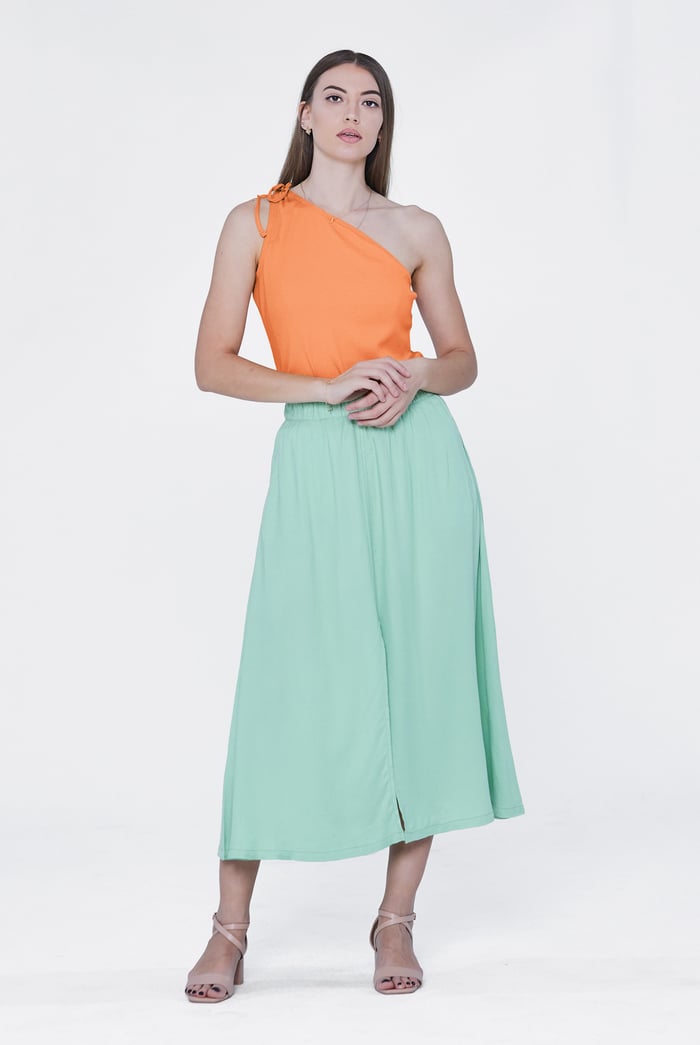 Knotted One Shoulder Rib Vest