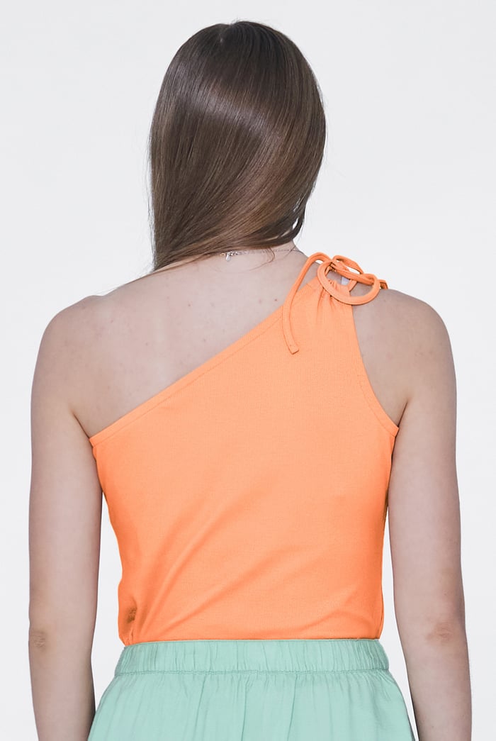 Knotted One Shoulder Rib Vest